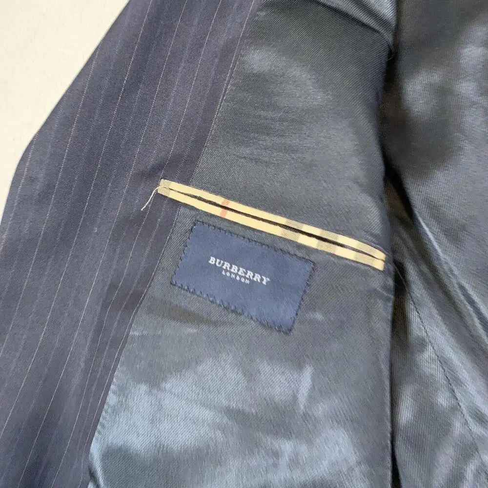 Burberry London Blazer Men's Sport Coat Size 44L Blue 100% Wool Formal Business‎